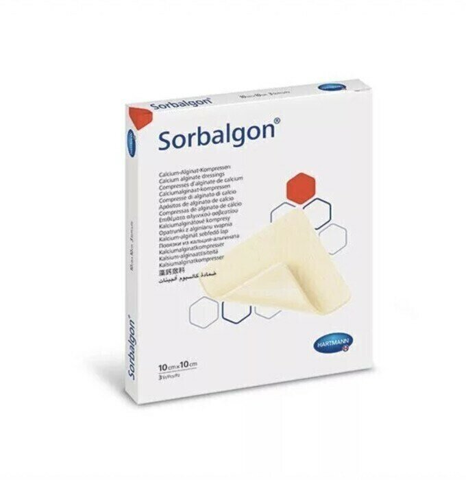 Sorbalgon / Сорбалгон - повязка из волокон кальция-альгината 10x10 см (10 шт.)