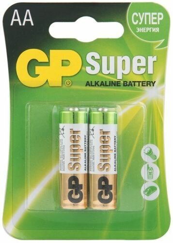 Батарейка GP Super Alkaline 15A LR6 1.5V, 2шт, 2.5Ah, size AA