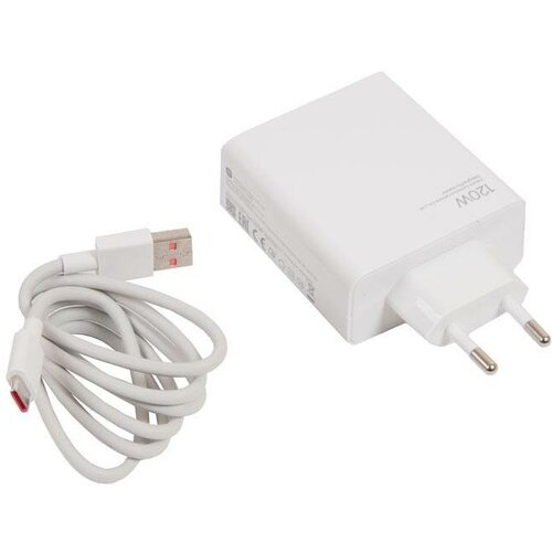 Зарядное устройство 120W для Mi, кабель USB-A - Type-C, белый