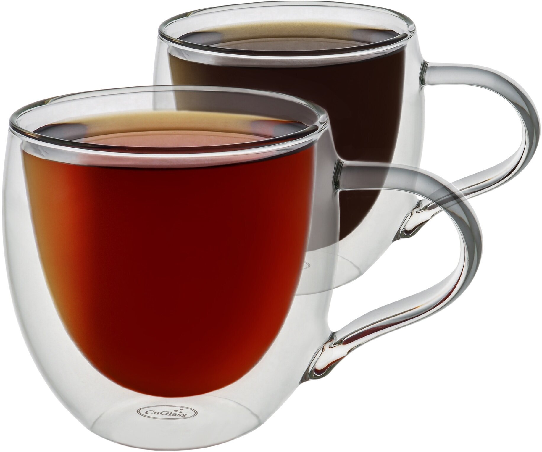 Набор кружек CnGlass стеклянные с двойными стенками для кофе капучино и чая 2 шт. по 280 мл B10-2