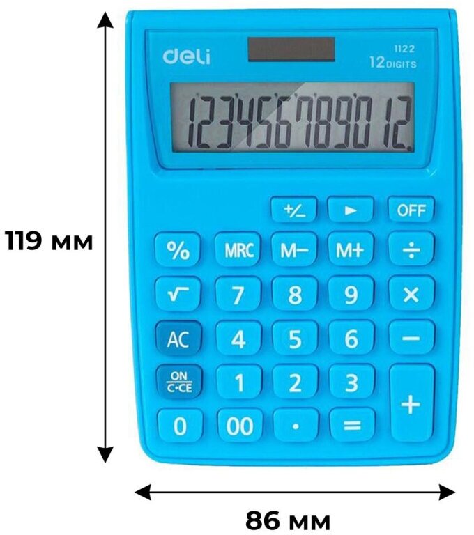 Калькулятор карманный Deli 12-разр LCD-дисплей двойное питание ассорти