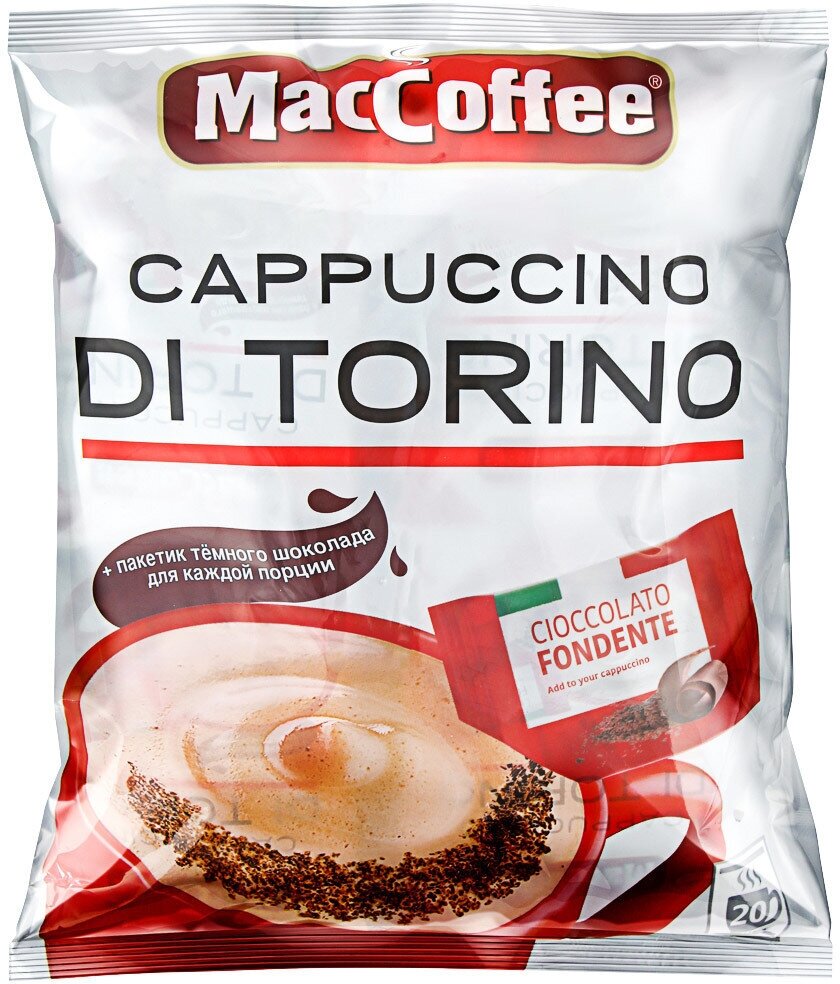 Растворимый кофе MacCoffee Cappuccino di Torino с шоколадом, в пакетиках 20 штук