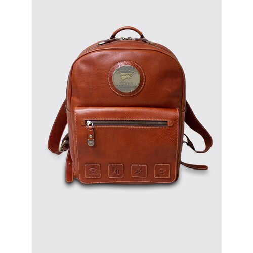 Мужской рюкзак кожаный повседневный R-0014 Bruno Bartello, оранжевый (Италия)