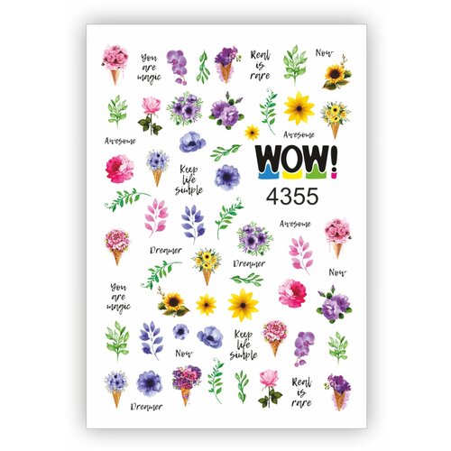 Купить I am WOW Слайдер для ногтей водные наклейки маникюра декор на ногти для дизайна. 8 марта, цветочки, подсолнухи, зеленый/розовый/фиолетовый/желтый