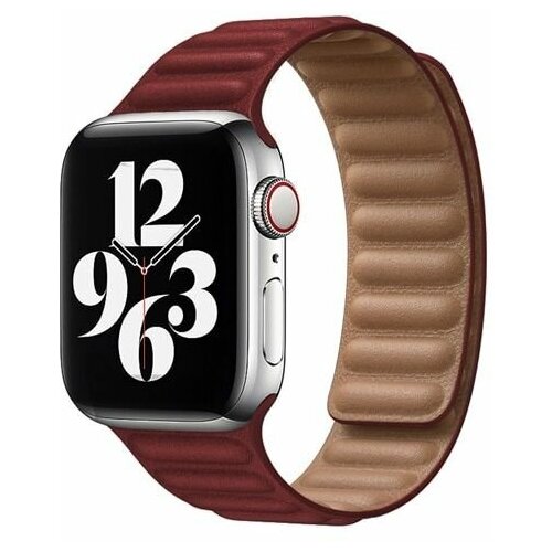 Премиум кожаный ремешок на магнитной застежке для Apple Watch Series 1-8 - 38/40/41 мм (эпл вотч), бордовый