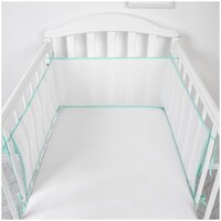 Бортик сетка защитный в детскую кроватку для новорожденных 31х180, на прямоугольную, круглую, овальную кровать, цвет салатовый