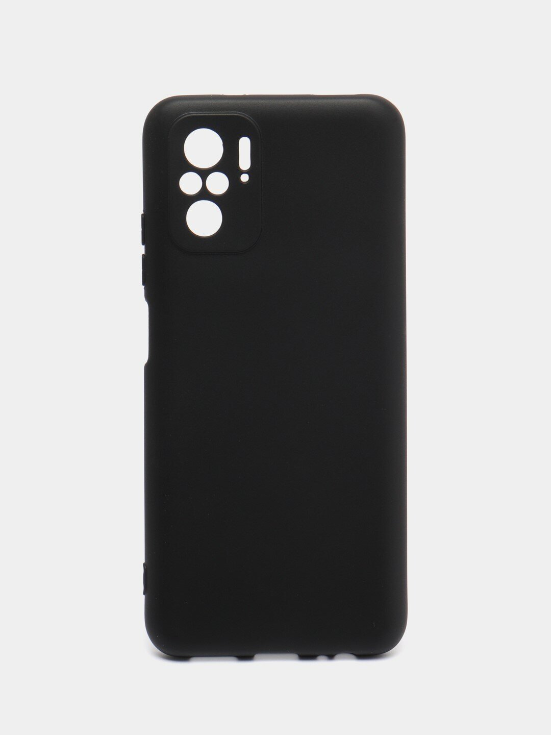 Чехол силиконовый матовый для Xiaomi Poco M5s / Xiaomi Redmi Note 10 / Xiaomi Redmi Note 10S, черный с защитой камеры — фото 1