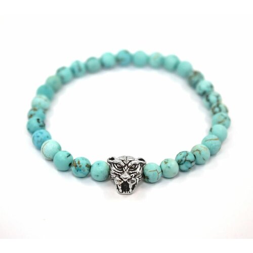 фото Handinsilver ( посеребриручку ) браслет из матовой бирюзы 6мм с тигром
