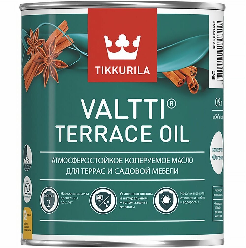 Масло для террас Valtti Terrace Oil (Валтти) TIKKURILA 0,9 л бесцветное (база ЕС)