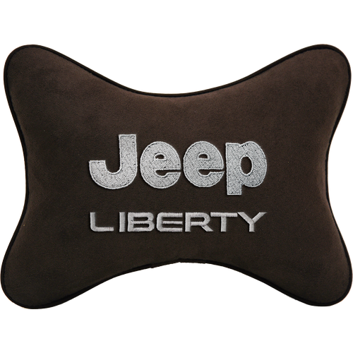 Подушка на подголовник алькантара Coffee с логотипом автомобиля JEEP Liberty