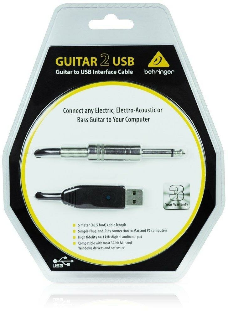 Гитарный USB-аудиоинтерфейс Audio interface Behringer Guitar / Bass USB Cable 2