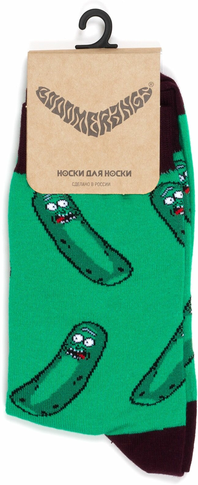 Носки BOOOMERANGS Носки с рисунками - Огурчик, размер 34-39, черный, зеленый