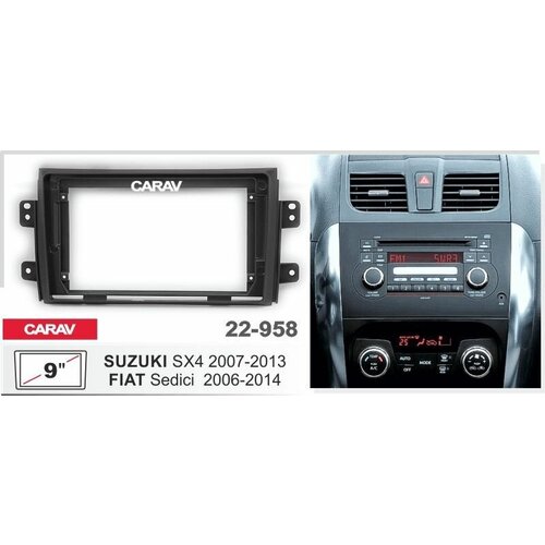 Рамка переходная CARAV 22-958 2 DIN для FIAT Sedici 2006-2014 / SUZUKI SX4 2007-2013 , 9