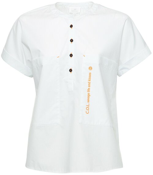 Блуза  Sportalm, повседневный стиль, полуприлегающий силуэт, короткий рукав, карманы, размер 44, белый