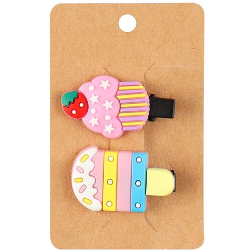 Украшение для волос Зажим Десерт набор 2 шт, ассорти 2 вида кокос 216312