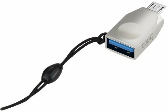 Адаптер OTG HOCO UA10 USB-A - MicroUSB (серебирстый)