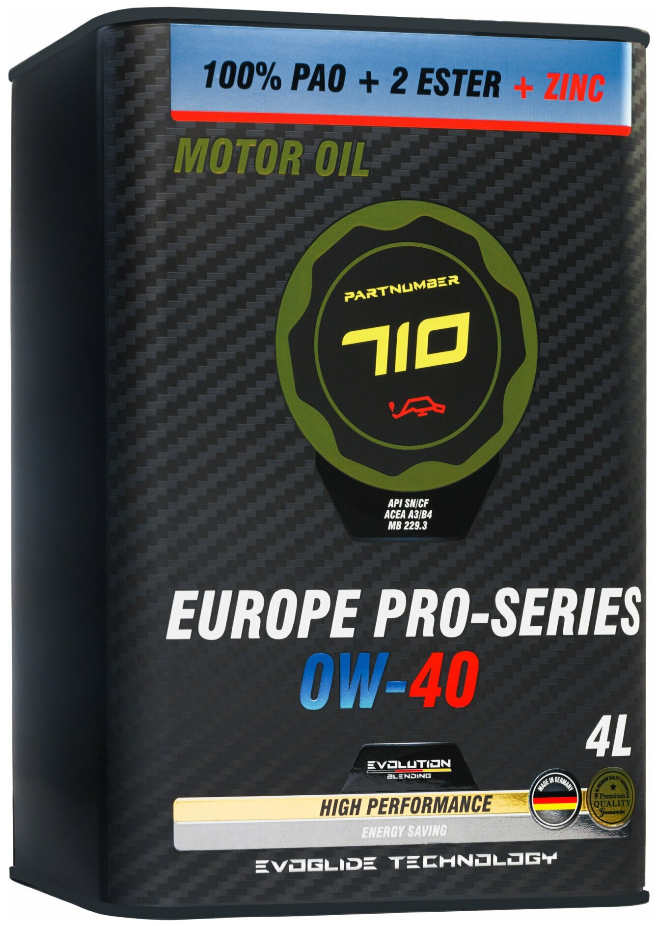 Масло моторное PARTNUMBER 710 Europe PRO Series 0W-40 4 литра