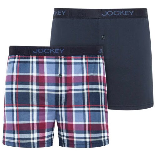 Трусы боксеры Jockey, средняя посадка, размер 2XL, синий, 2 шт.