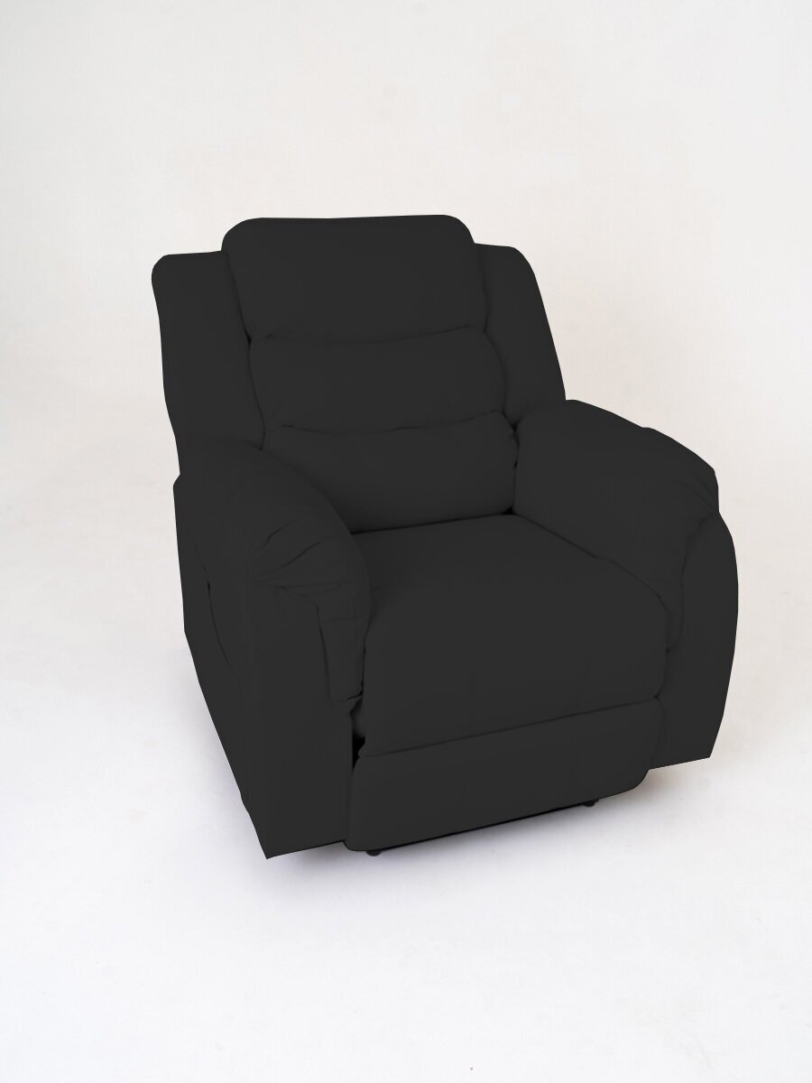 Кресло реклайнер с электроприводом, раскладывается на 180°, искусственная кожа, Чёрный