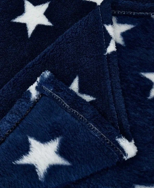Плед Флисовый Синий звезды покрывало Плед на кровать мягкий плед 180х200 см - фотография № 5