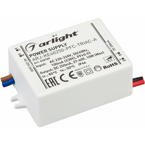 Блок питания токовый (AC-DC) 250mA 10W 028780 ARJ-KE40250-PFC-TRIAC-A пластик диммер