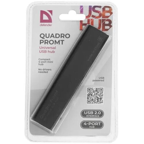 Разветвитель Defender Quadro Promt USB 2.0, 4 порта click разветвитель на 4 порта cl dis 4