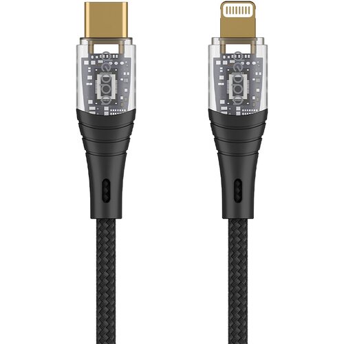 Дата-кабель Crystal USB-C - Lightning, 1м, черный, Deppa, крафт, Deppa 72503-OZ