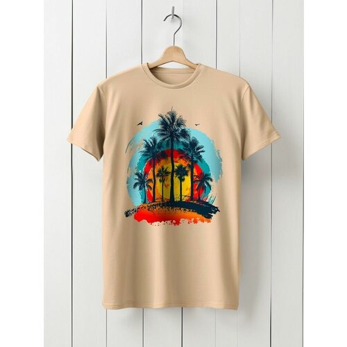 фото Футболка твоя футболка!, хлопок, принт сюжетный, размер xxl, бежевый