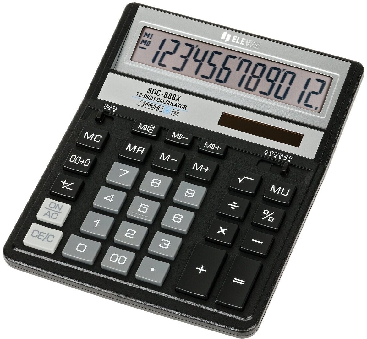 Калькулятор Eleven настольный, 12 разрядов, двойное питание, 158х203х31 мм, черный (SDC-888X-BK)