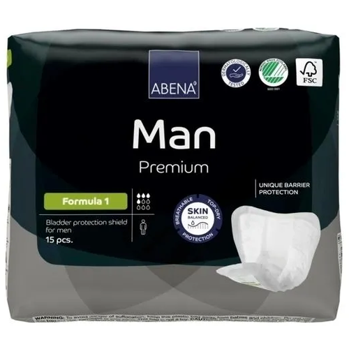 Abena Man Formula 1 / Абена Мен Формула 1 - мужские урологические прокладки, 15 шт.