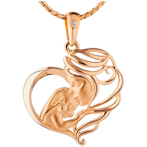фото Подвеска сердце "мать и дитя" красное золото с бриллиантом ivena