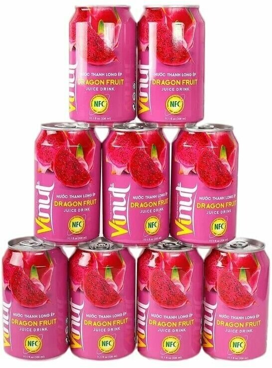 Напиток ВиНут с соком Питахайя Dragon fruit juice drink, 330мл х 9 шт. VINUT Вьетнам - фотография № 1