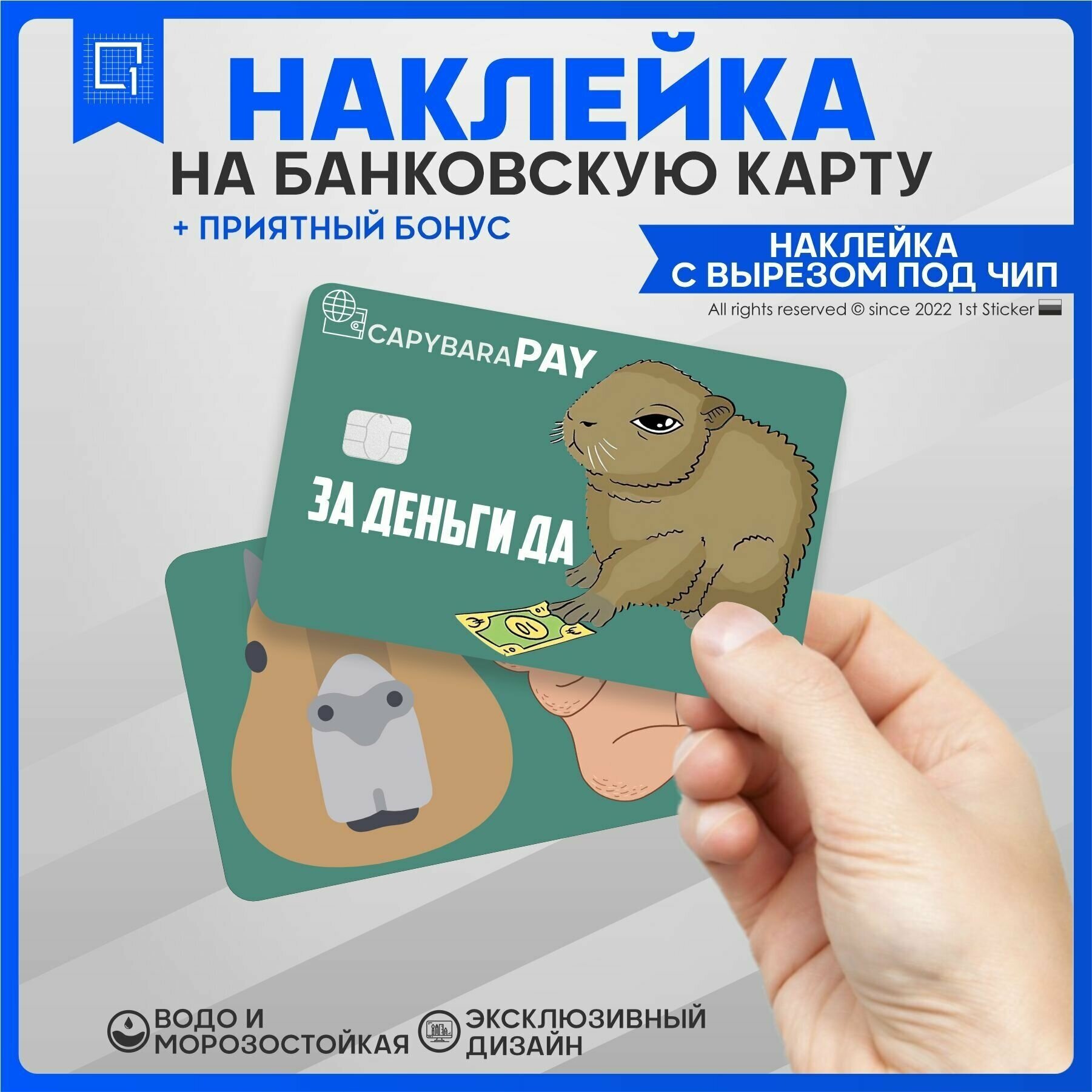 Наклейка на карту банковскую Капибара v3