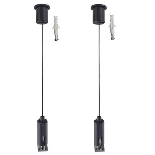 Комплект 2шт *1,5м потолочных тросовых подвесов для светильников, шинопровода и другого оборудования - Litewell LT86472(2-15). Стильный черный цвет