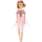 Кукла ABtoys Балерина, 30см, в бледно-розовой юбке-лепесток с бабочками - изображение