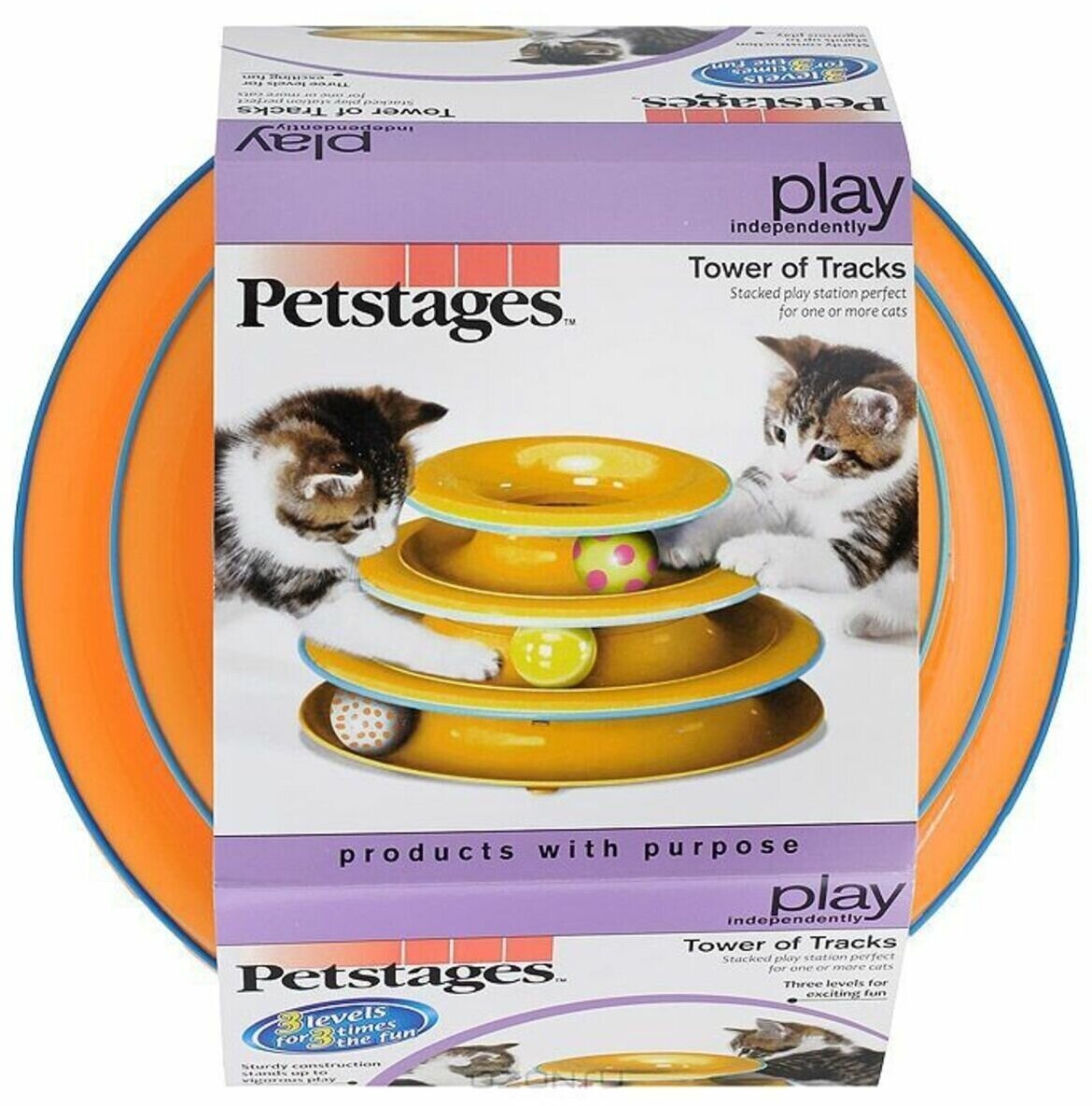 Petstages игрушка для кошек Трек "3 этажа" основание 24 см - фото №16