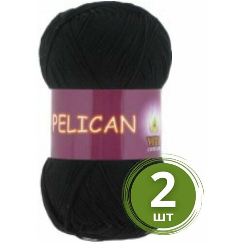 Пряжа хлопковая Vita Pelican (Вита Пеликан) - 2 мотка, 3952 черный, 100% хлопок 330м/50г