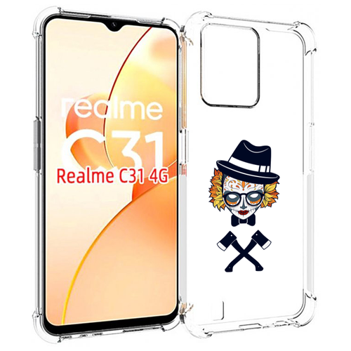 Чехол MyPads девушка в маске с топорами рисунок для OPPO Realme C31 задняя-панель-накладка-бампер чехол mypads девушка в маске япония для oppo realme 2 задняя панель накладка бампер