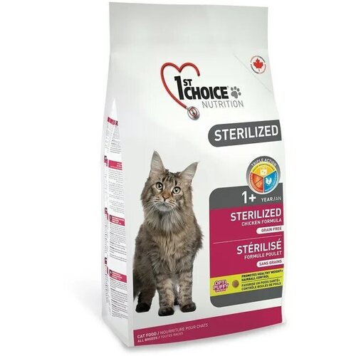 Сухой корм для кастрированных/стерилизованных кошек 1St Choice Sterilized с курицей и бататом 10 кг.