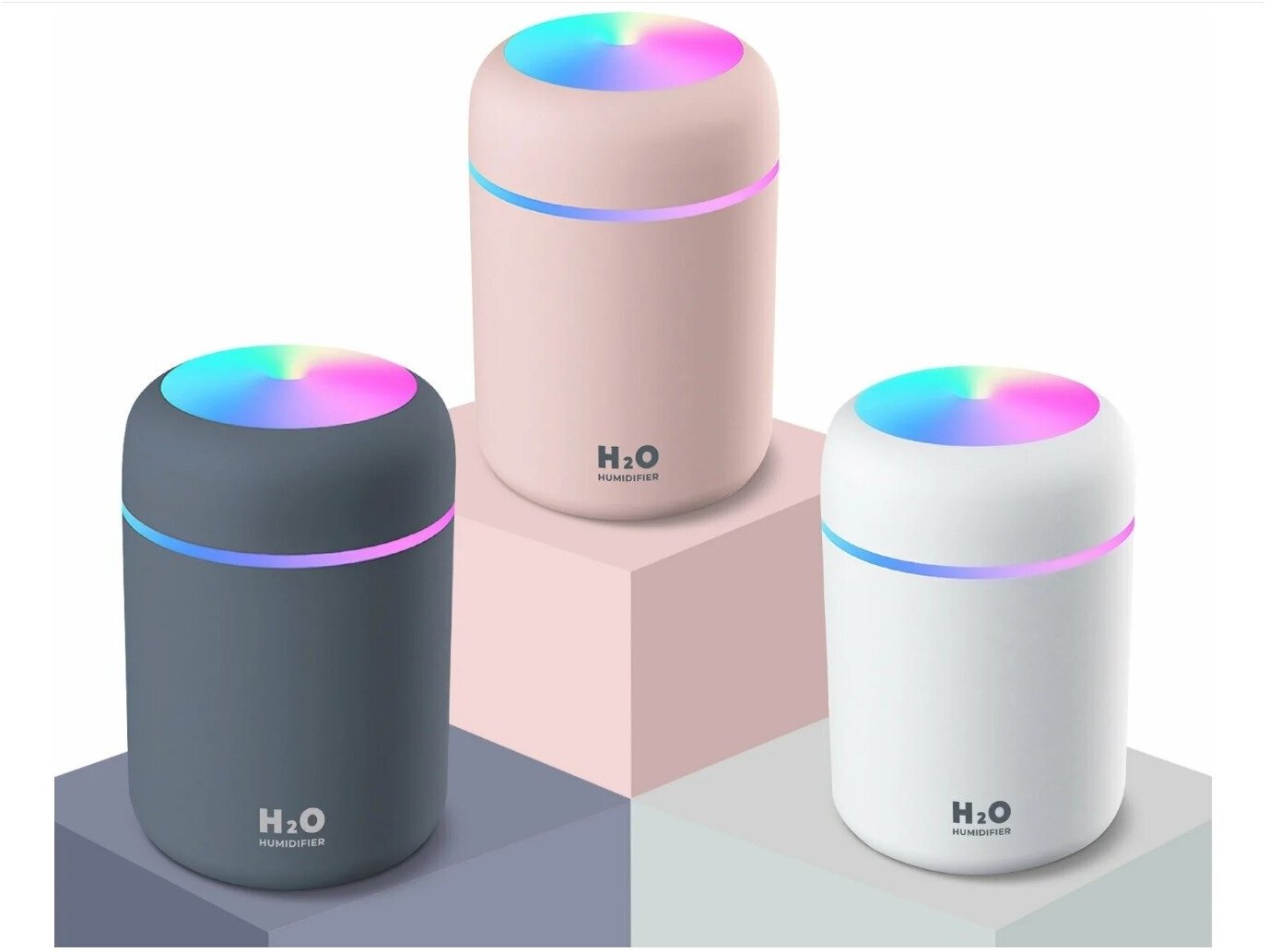 Аромадиффузор-ночник Humidifier H2O, розовый - фотография № 1