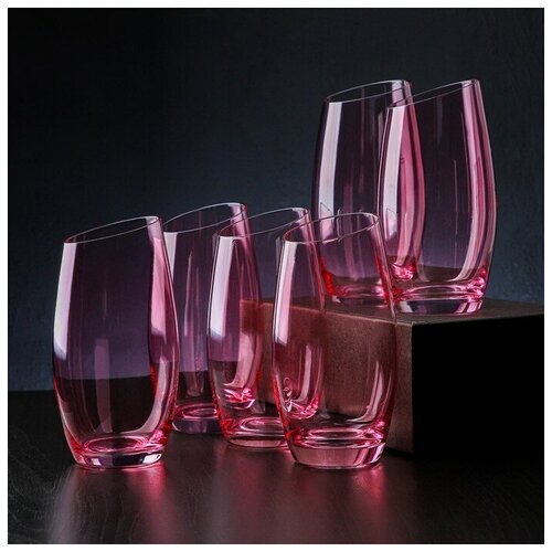 Набор стаканов высоких Magistro «Иллюзия», 475 мл, 8×15 см, 6 шт, цвет розовый