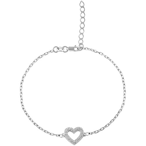 браслет серебряный морская тайна Браслет SILVER24 Сердце с фианитами, серебро, 925 проба, фианит, длина 16 см.