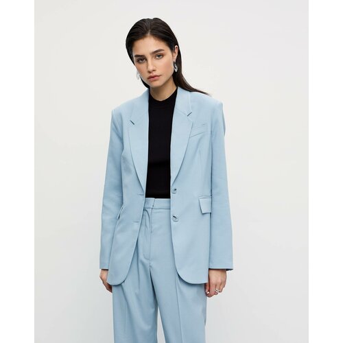 Пиджак I AM Studio, удлиненный, силуэт полуприлегающий, размер XL, голубой