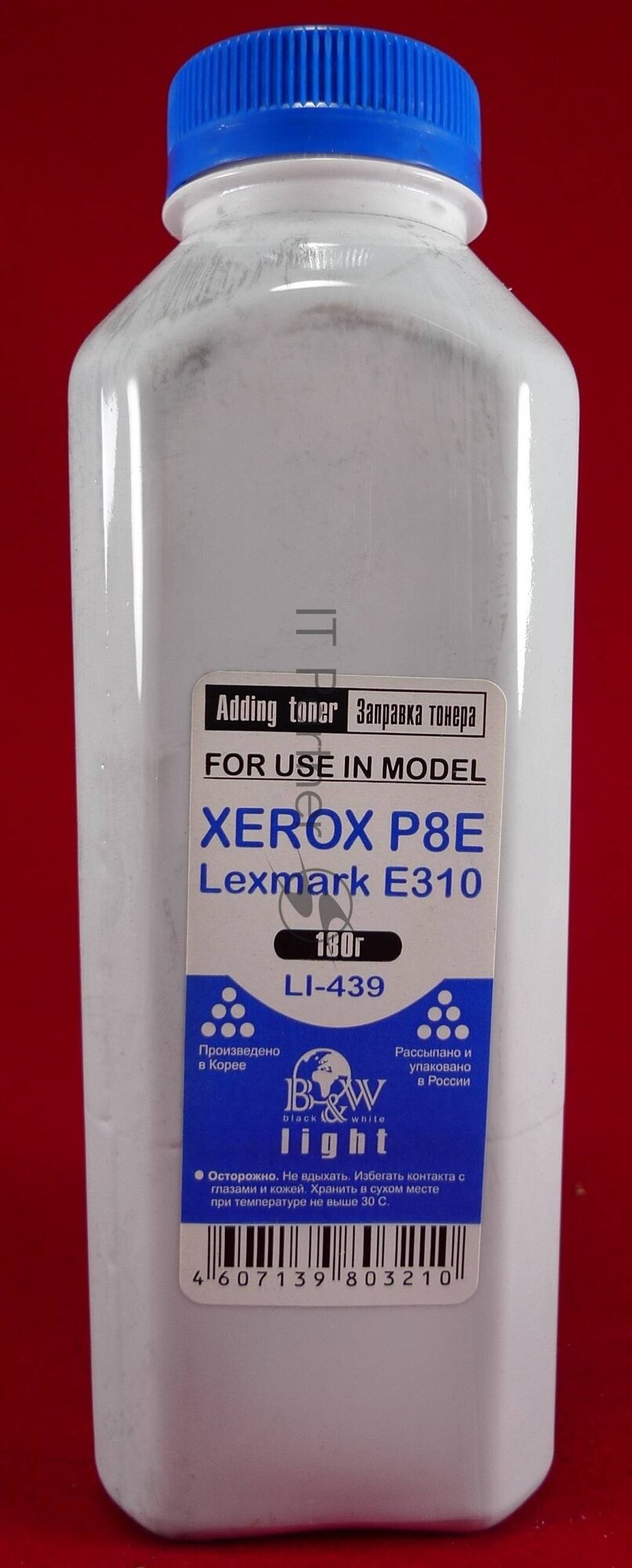 Тонер XEROX Phaser 3x00/3210/WC3119/4118/PE120/220/P8e, Lexmark E310 (фл. 180г) Black&White Light фас. Россия