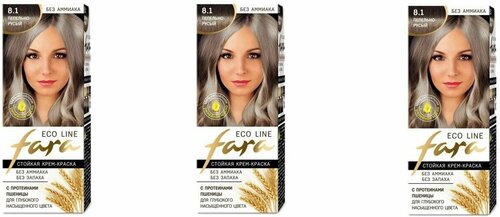 Краска для волос FARA (Фара) Eco Line Green, 8.1 пепельно-русый х 3шт