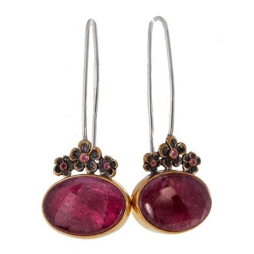 Серьги серебро, 925 проба, турмалин