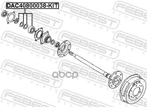 Подшипник Ступичный Задний Ремкомплект 40X80x38 Febest арт. DAC40800038-KIT