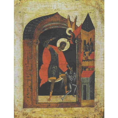 икона никита бесогон мученик с молитвой 14х17см Икона Никита бесогон