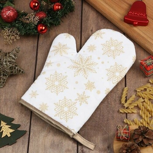 Варежка Снежинки золотые 26 16 см 100 пэ 810₽