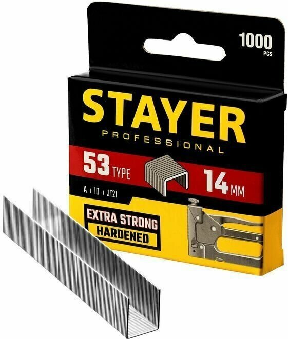 Скобы для степлера STAYER 14 мм тонкие тип 53, 1000 шт 3159-14_z02